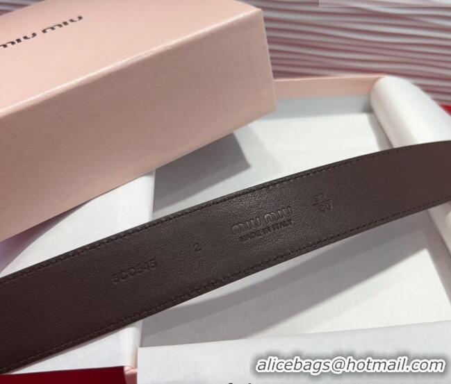 Buy Cheap Miu Miu Supple Calfskin Belt 3.4cm with Gold-Tone Square Buckle 2012025 Dark Brown 2025