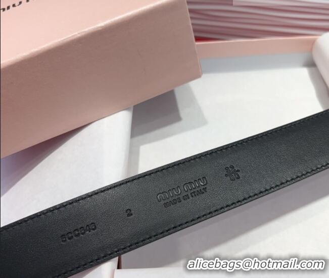 Best Quality Miu Miu Supple Calfskin Belt 3.4cm with Gold-Tone Square Buckle 2012025 Black 2025