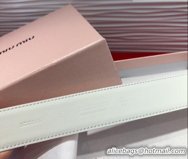 Trendy Design Miu Miu Supple Calfskin Belt 3.4cm with Gold-Tone Square Buckle 2012025 White 2025