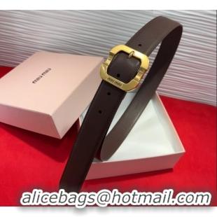 Trendy Design Miu Miu Supple Calfskin Belt 3.4cm with Gold-Tone Square Buckle 2012025 Fondant Brown 2025