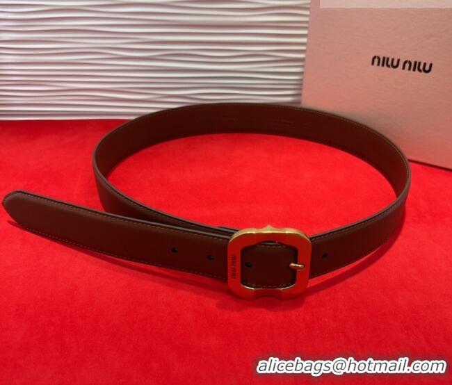 Trendy Design Miu Miu Supple Calfskin Belt 3.4cm with Gold-Tone Square Buckle 2012025 Fondant Brown 2025