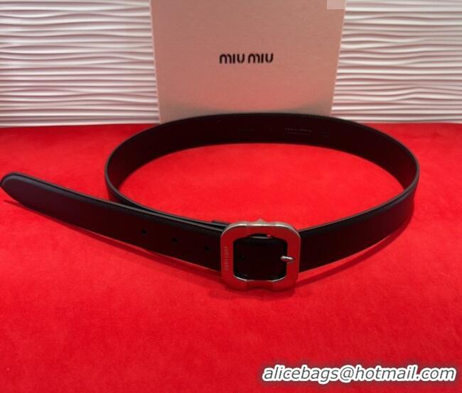 Buy Fashionable Miu Miu Supple Calfskin Belt 3.4cm with Silver-Tone Square Buckle 2012025 Black 2025