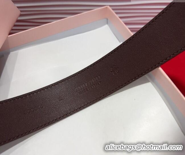 Discount Miu Miu Supple Calfskin Belt 3.4cm with Silver-Tone Square Buckle 2012025 Fondant Brown 2025