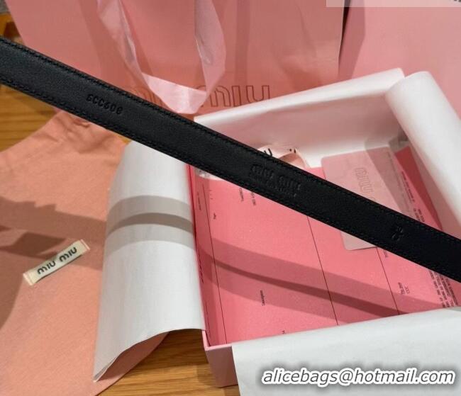 Famous Brand Miu Miu Women's Leather Belt 2cm 0617 Black/Gold 2025