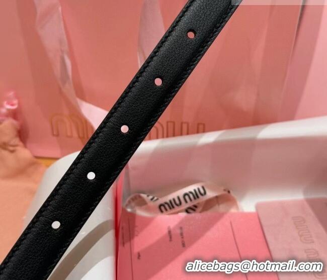 Famous Brand Miu Miu Women's Leather Belt 2cm 0617 Black/Gold 2025