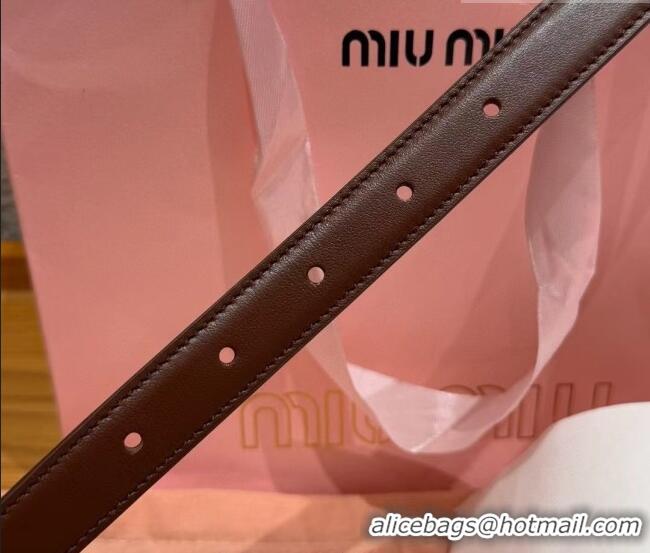 Buy Fashionable Miu Miu Women's Leather Belt 2cm 0617 Brown/Gold 2025