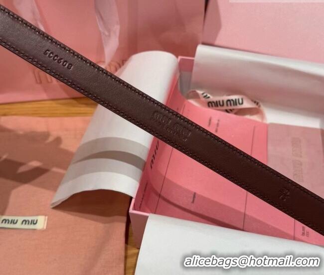 Buy Fashionable Miu Miu Women's Leather Belt 2cm 0617 Brown/Gold 2025
