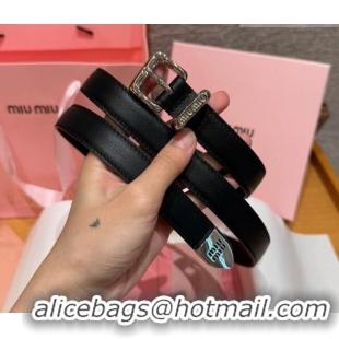 Grade Quality Miu Miu Women's Leather Belt 2cm 0617 Black/Silver 2025