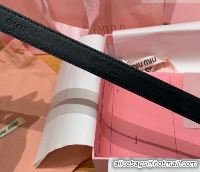 Grade Quality Miu Miu Women's Leather Belt 2cm 0617 Black/Silver 2025