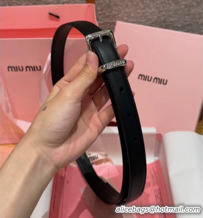 Grade Quality Miu Miu Women's Leather Belt 2cm 0617 Black/Silver 2025