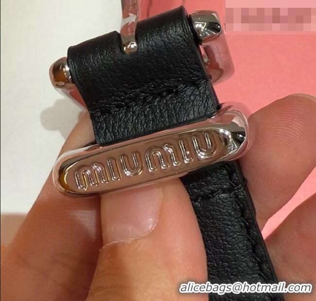 Grade Quality Miu Miu Women's Leather Belt 2cm 0617 Black/Silver 2025
