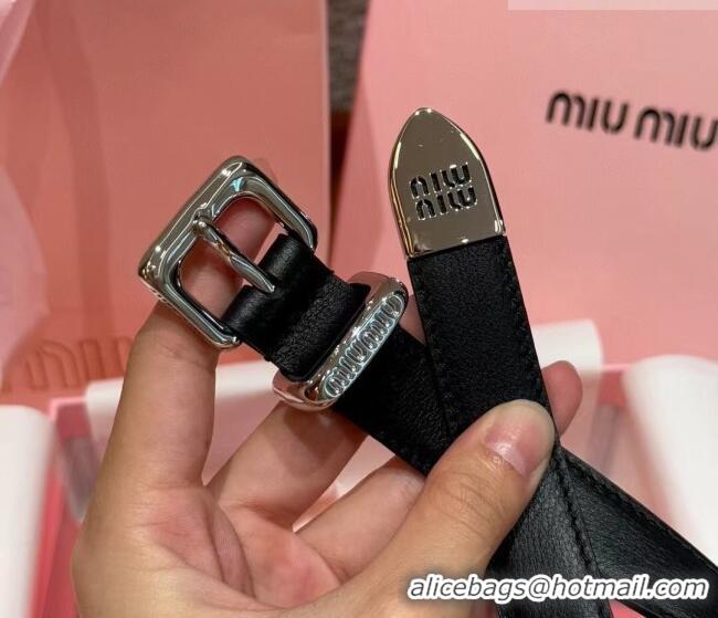 Grade Quality Miu Miu Women's Leather Belt 2cm 0617 Black/Silver 2025