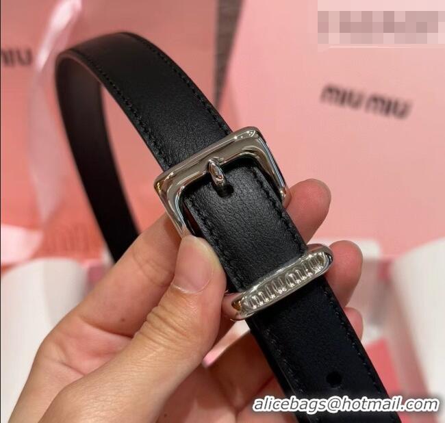 Grade Quality Miu Miu Women's Leather Belt 2cm 0617 Black/Silver 2025