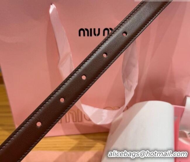 Luxury Cheap Miu Miu Women's Leather Belt 2cm 0617 Brown/Silver 2025