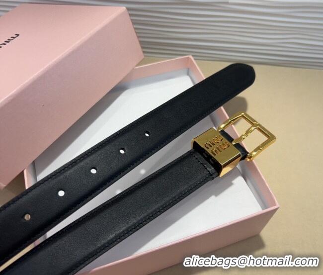 Best Quality Miu Miu Leather Belt 3cm with Pin Buckle MM20250725 Black 2025