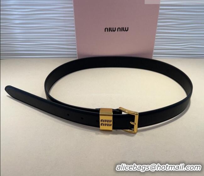 Best Quality Miu Miu Leather Belt 3cm with Pin Buckle MM20250725 Black 2025