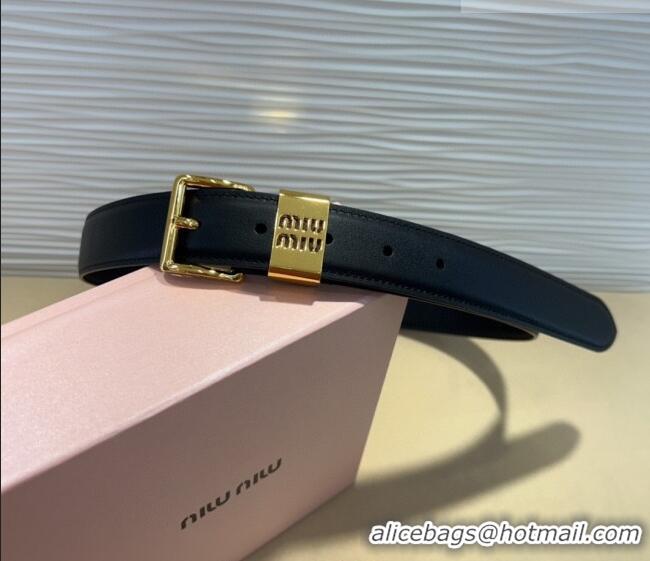 Best Quality Miu Miu Leather Belt 3cm with Pin Buckle MM20250725 Black 2025