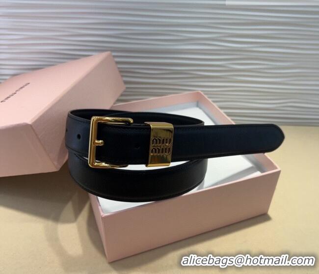 Best Quality Miu Miu Leather Belt 3cm with Pin Buckle MM20250725 Black 2025