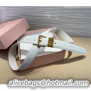 Well Crafted Miu Miu Leather Belt 3cm with Pin Buckle MM20250725 White 2025