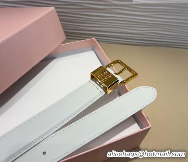 Well Crafted Miu Miu Leather Belt 3cm with Pin Buckle MM20250725 White 2025