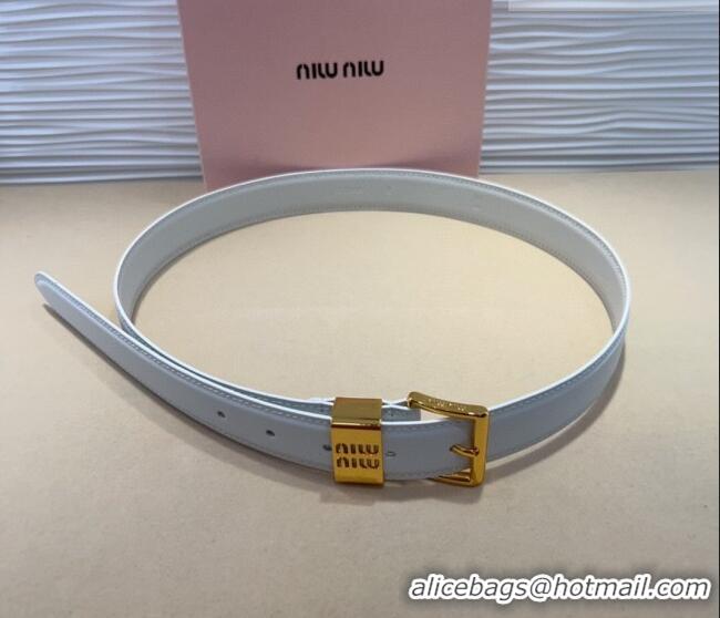 Well Crafted Miu Miu Leather Belt 3cm with Pin Buckle MM20250725 White 2025