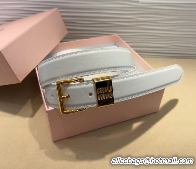 Well Crafted Miu Miu Leather Belt 3cm with Pin Buckle MM20250725 White 2025