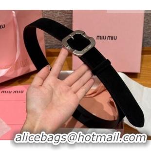 Market Sells Miu Miu Belt 3.5cm in Suede and Calfskin Leather MM26010401 Black/Silver 2025