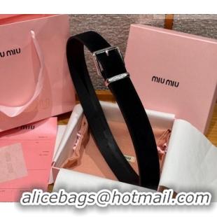 Good Taste Miu Miu Belt 3.5cm in Suede and Calfskin Leather MM26010402 Black/Silver 2025