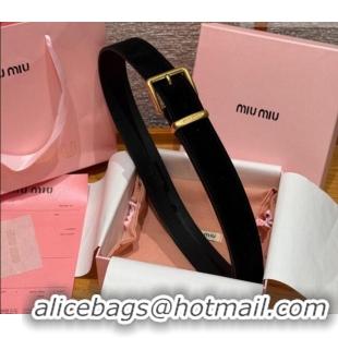 Buy Classic Miu Miu Belt 3.5cm in Suede and Calfskin Leather MM26010402 Black/Gold 2025