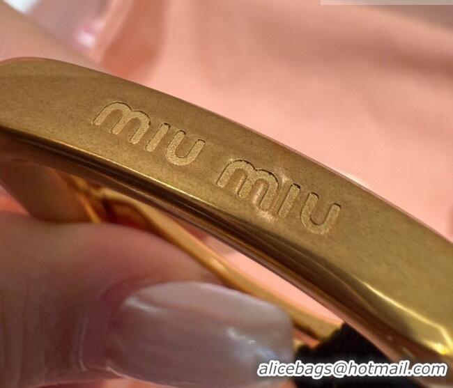 Buy Classic Miu Miu Belt 3.5cm in Suede and Calfskin Leather MM26010402 Black/Gold 2025