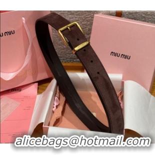 Top Quality Miu Miu Belt 3.5cm in Suede and Calfskin Leather MM26010402 Dark Brown/Gold 2025