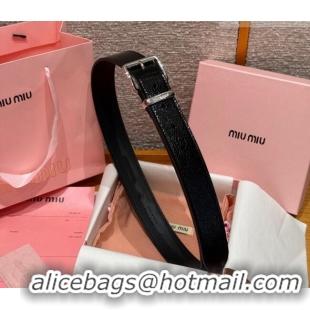 Best Quality Miu Miu Belt 3.5cm in Patent Calfskin Leather MM26010402 Black/Silver 2025