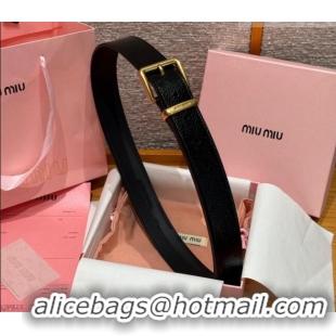 Best Product Miu Miu Belt 3.5cm in Patent Calfskin Leather MM26010402 Black/Gold 2025