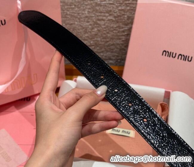 Best Product Miu Miu Belt 3.5cm in Patent Calfskin Leather MM26010402 Black/Gold 2025