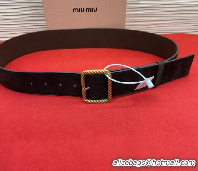 Modern Classic Miu Miu Wide Belt 5cm in Suede and Calfskin Leather MM26010403 Black 2025