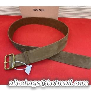 Market Sells Miu Miu Wide Belt 5cm in Suede and Calfskin Leather MM26010403 Beige 2025