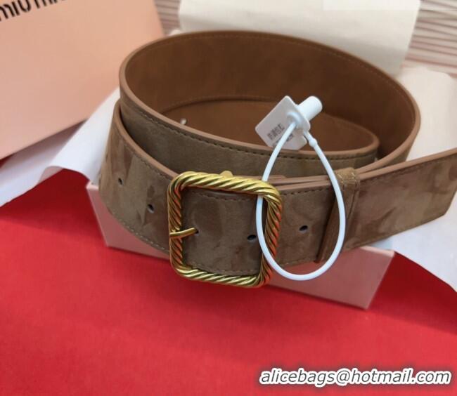Market Sells Miu Miu Wide Belt 5cm in Suede and Calfskin Leather MM26010403 Beige 2025