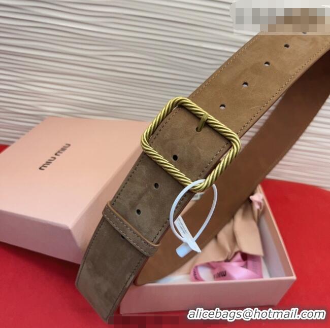 Market Sells Miu Miu Wide Belt 5cm in Suede and Calfskin Leather MM26010403 Beige 2025