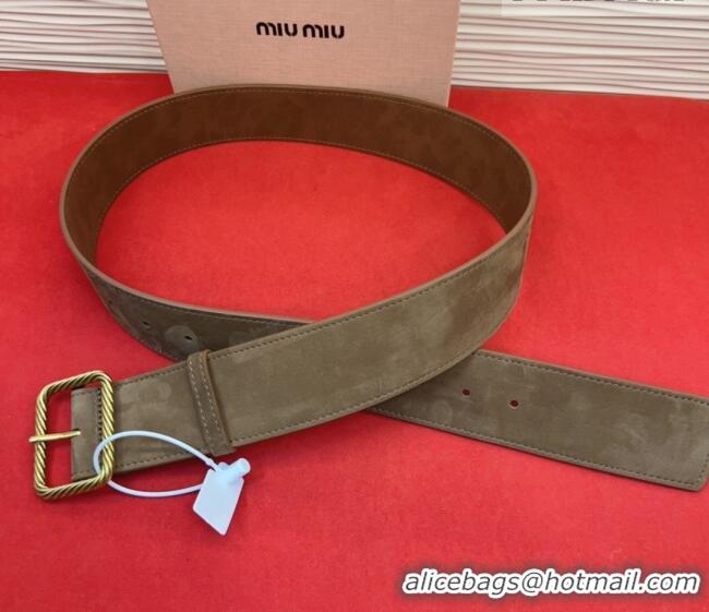 Market Sells Miu Miu Wide Belt 5cm in Suede and Calfskin Leather MM26010403 Beige 2025