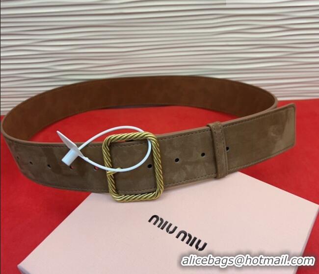 Market Sells Miu Miu Wide Belt 5cm in Suede and Calfskin Leather MM26010403 Beige 2025