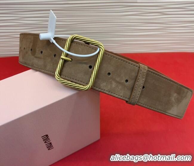 Market Sells Miu Miu Wide Belt 5cm in Suede and Calfskin Leather MM26010403 Beige 2025
