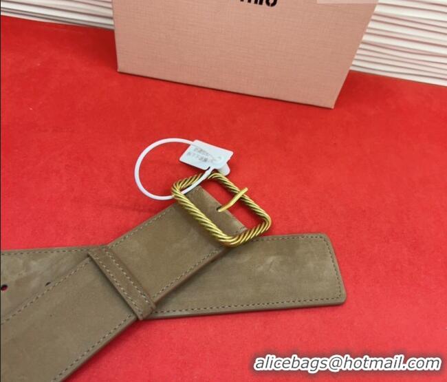 Market Sells Miu Miu Wide Belt 5cm in Suede and Calfskin Leather MM26010403 Beige 2025