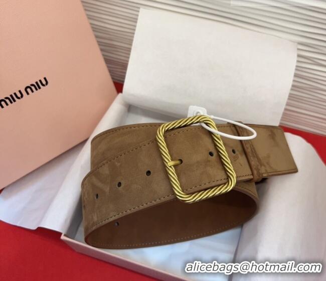 Market Sells Miu Miu Wide Belt 5cm in Suede and Calfskin Leather MM26010403 Beige 2025
