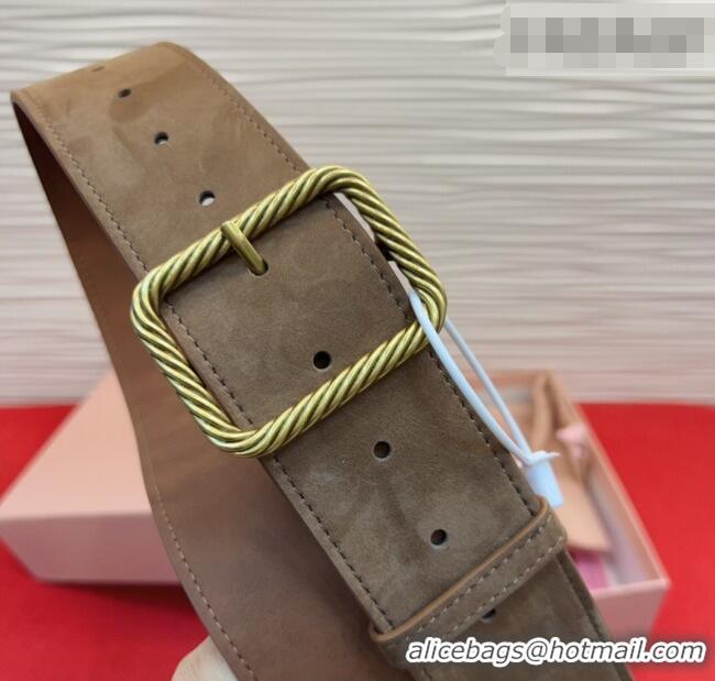 Market Sells Miu Miu Wide Belt 5cm in Suede and Calfskin Leather MM26010403 Beige 2025
