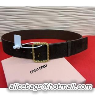 Best Product Miu Miu Wide Belt 5cm in Suede and Calfskin Leather MM26010403 Dark Brown 2025