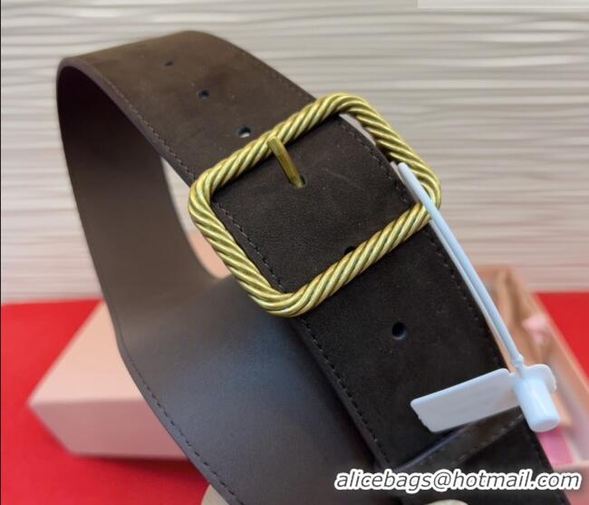 Best Product Miu Miu Wide Belt 5cm in Suede and Calfskin Leather MM26010403 Dark Brown 2025