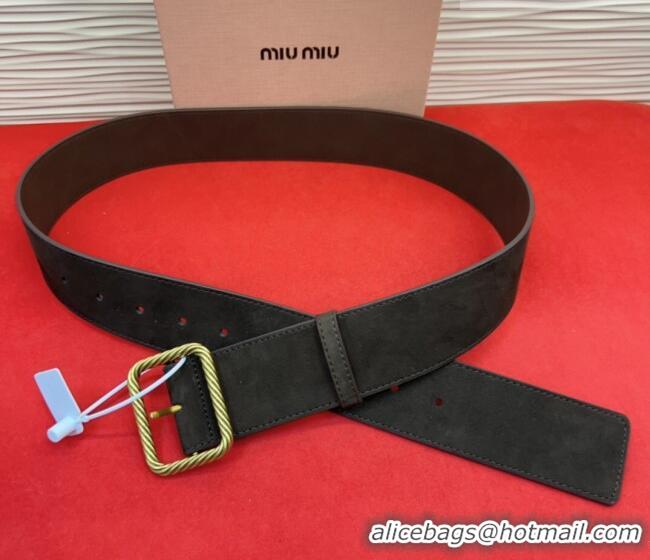 Best Product Miu Miu Wide Belt 5cm in Suede and Calfskin Leather MM26010403 Dark Brown 2025