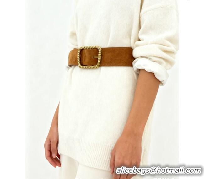 Best Product Miu Miu Wide Belt 5cm in Suede and Calfskin Leather MM26010403 Dark Brown 2025