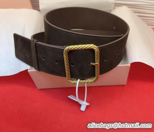 Best Product Miu Miu Wide Belt 5cm in Suede and Calfskin Leather MM26010403 Dark Brown 2025