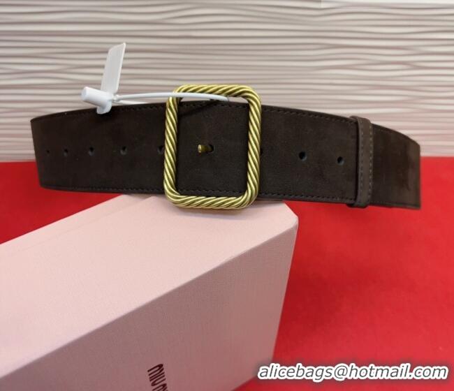 Best Product Miu Miu Wide Belt 5cm in Suede and Calfskin Leather MM26010403 Dark Brown 2025